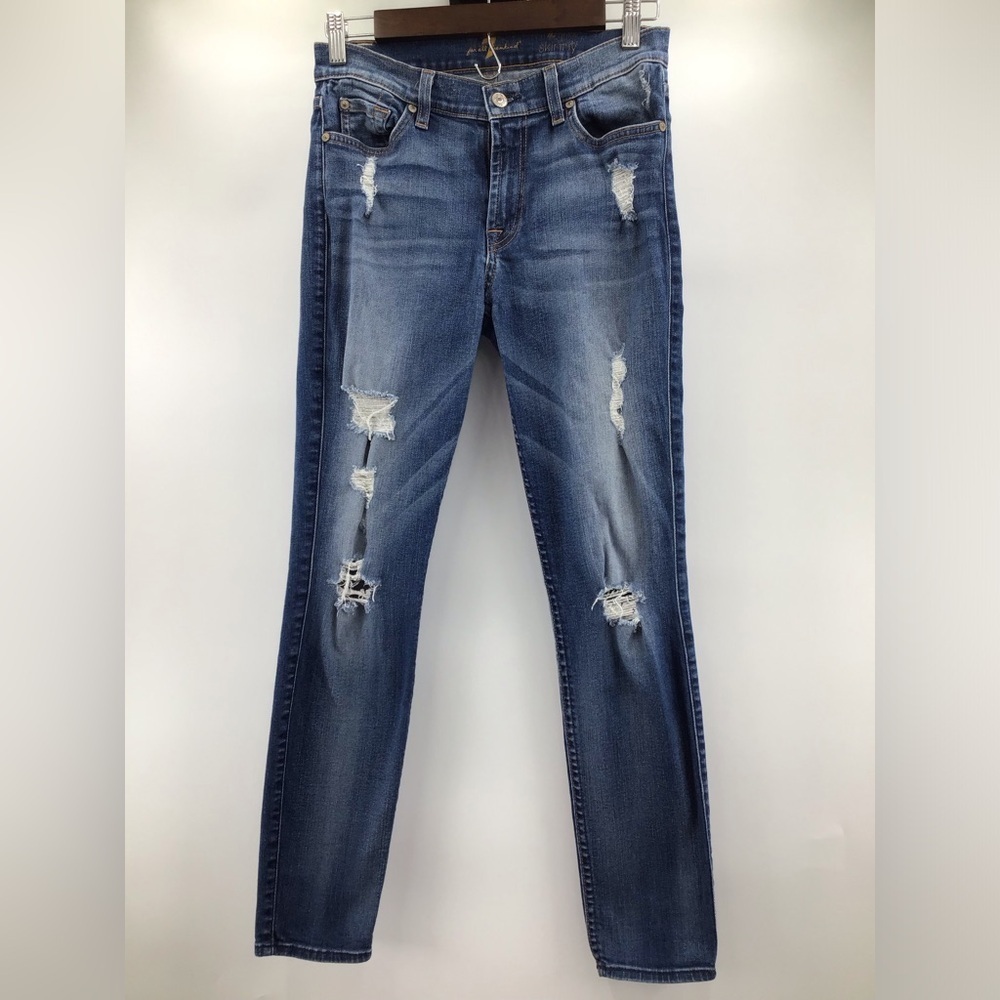 7 For All Mankind Blue The Ankle Skinny Jeans - Picture 2 of 16